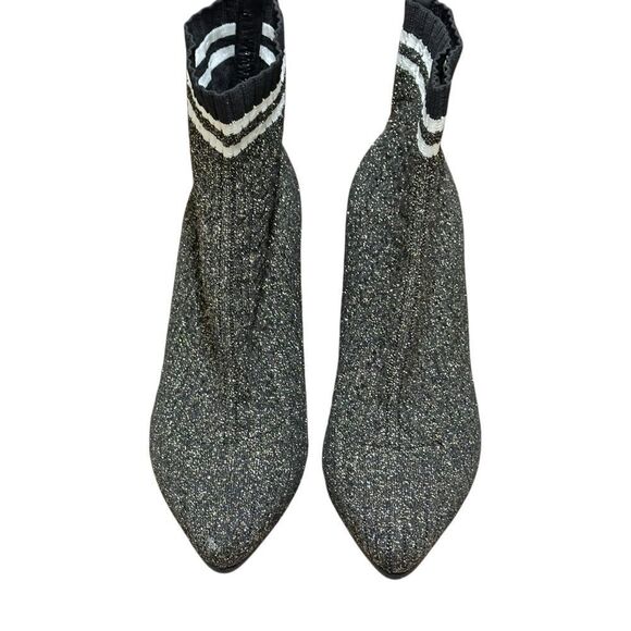 Stuart Weitzman Black and Gold Knit Sock Ankle Boots Size 8 M - Picture 12 of 14